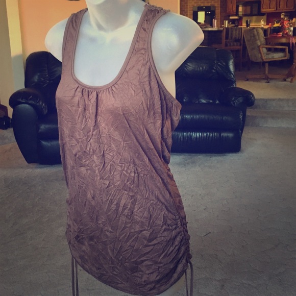 Brown lace back tank top