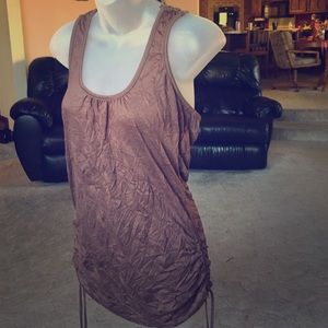 Brown lace back tank top