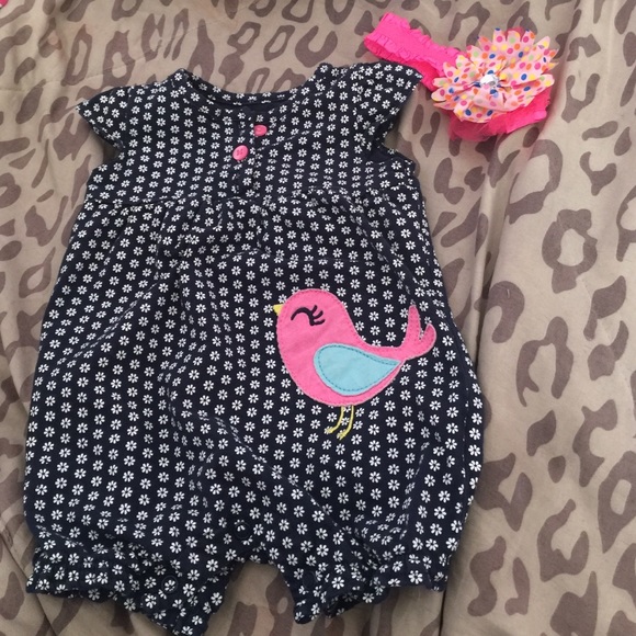 Navy Daisy Print Romper!
