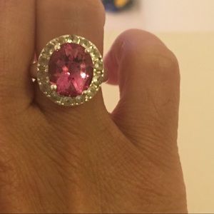Pink Sapphire sterling silver ring size 6