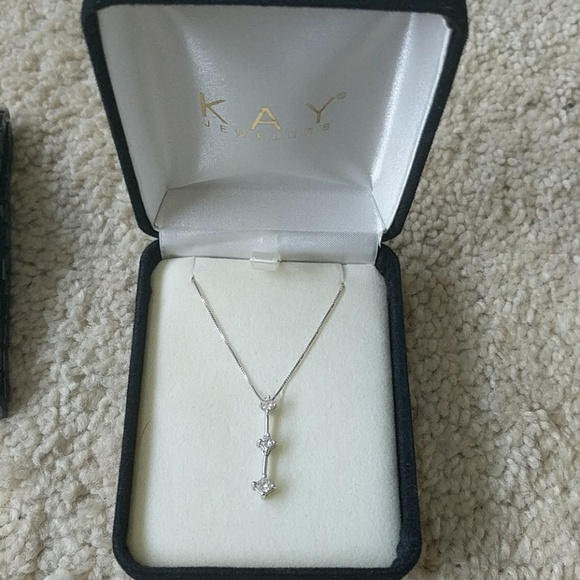 3 diamond 14k white gold tiered necklace