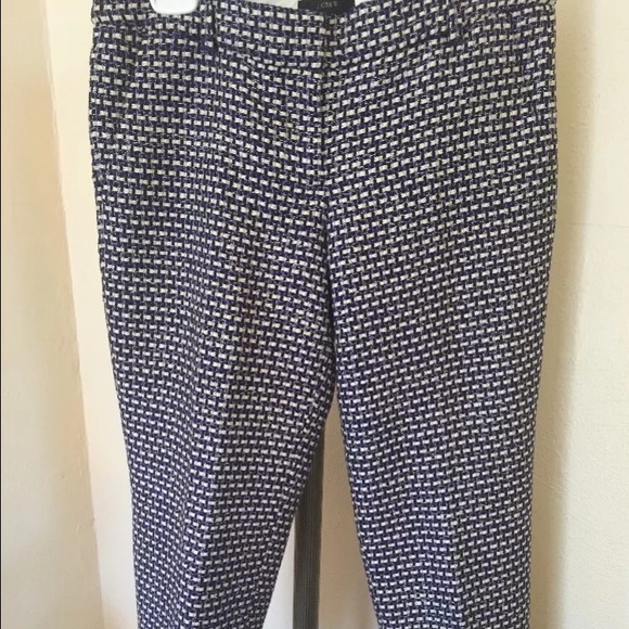 J Crew Cafe Capri sz 2 tweed navy gold NWOT! - Picture 1 of 4