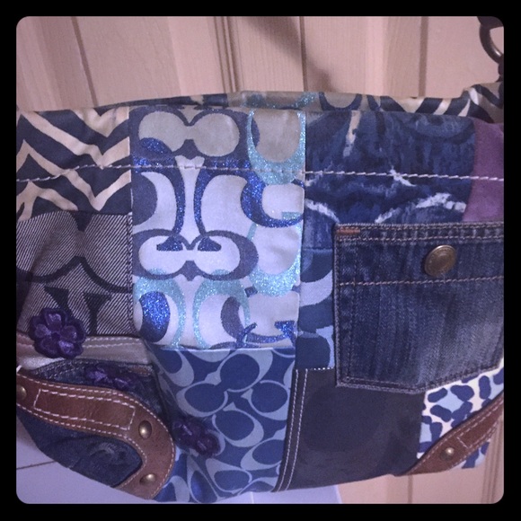 Coach denim style shoulder bag small med size.