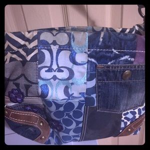 Coach denim style shoulder bag small med size.