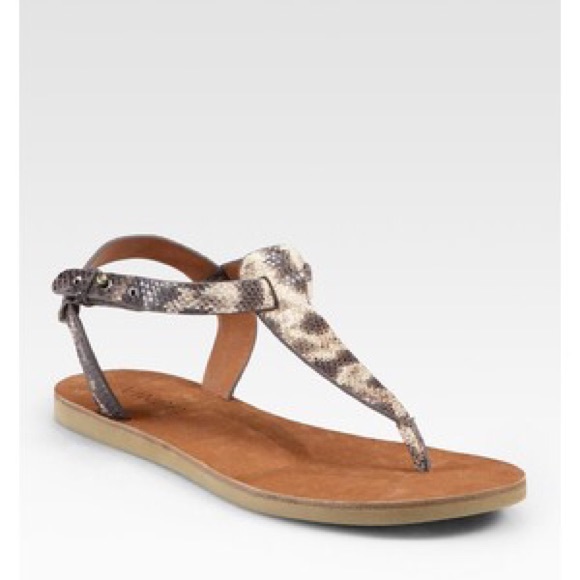Vince Maia Snake Print Leather Thong Sandals