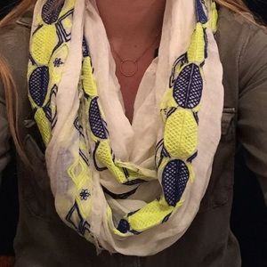 Yellow and blue infinity scarf