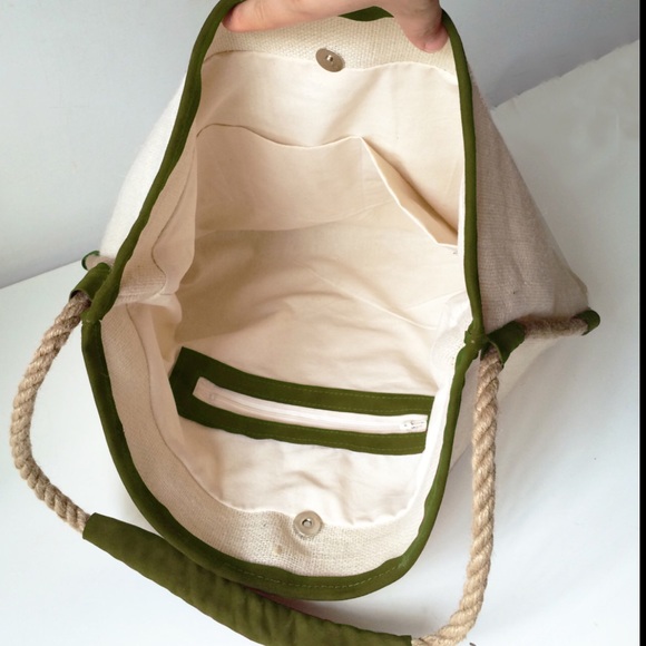 ITALIAN HANDMADE SUEDE AND JUTE TOTE BAG - Picture 3 of 3