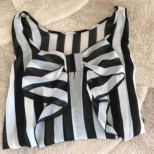 Sheer black and white striped shirt