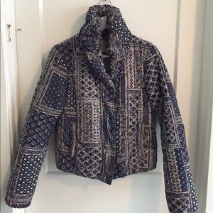 Anthropologie Blue Quilted Puffer Jacket
