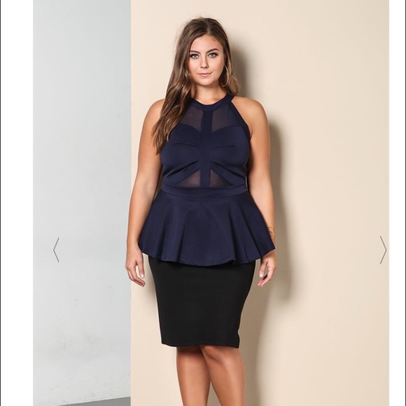 Navy Blue Peplum Top
