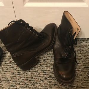 Real leather combat boots