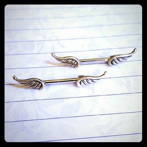 NWOT 14G Angel Wings Nipple Barbells