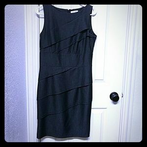 Sz 6 Calvin Klein layered denim work dress