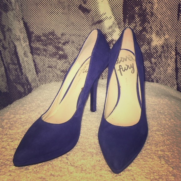 Love Fury Blue Suede Pointed Heels
