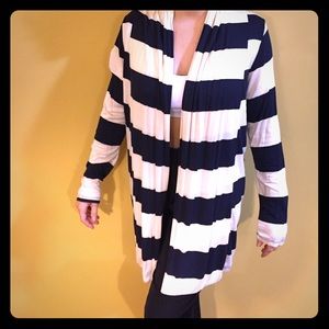 Navy, cream striped long cardigan