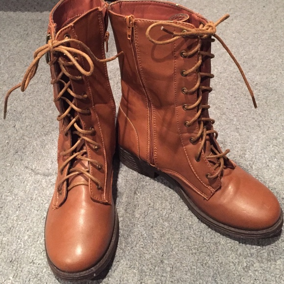 Brown Combat Boots - Size 8