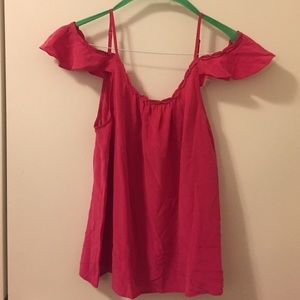 Joie silk tank/off shoulder pink top size small