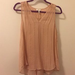 Joie silk nude sleeveless tanktop w/ stripe detail