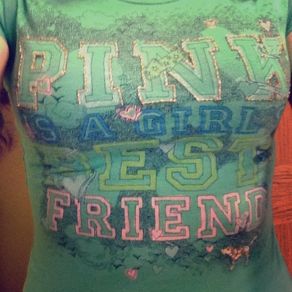 Victoria's Secret PINK green tee shirt