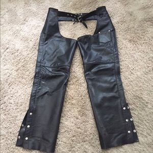 Men's finished leather motorcycle chaps