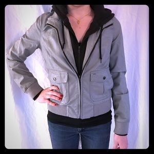 Grey Leather Obey jacket