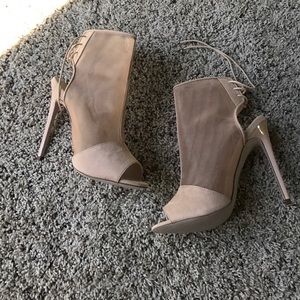 Nude mesh heels