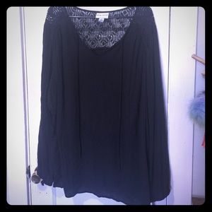 Flowy black blouse with lace