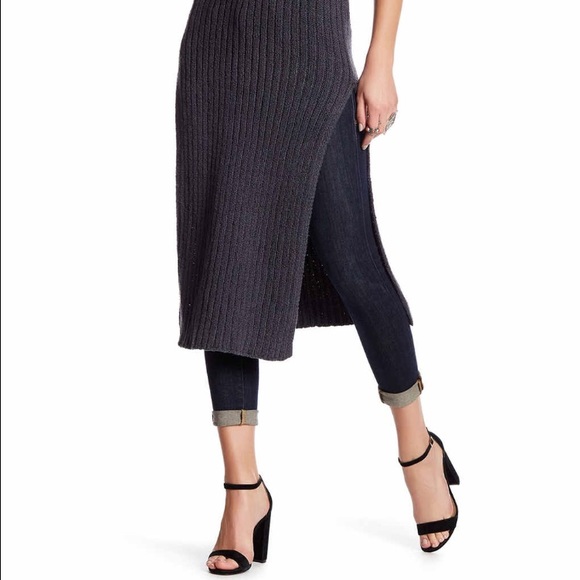 Free People Ribbed sweater dress w high slits - Picture 2 of 2