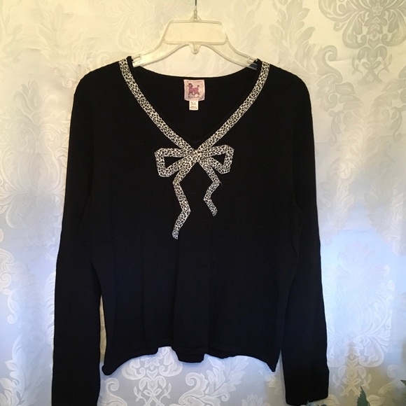 Pink Poodle Sweaters - Pink Poodle Black Top