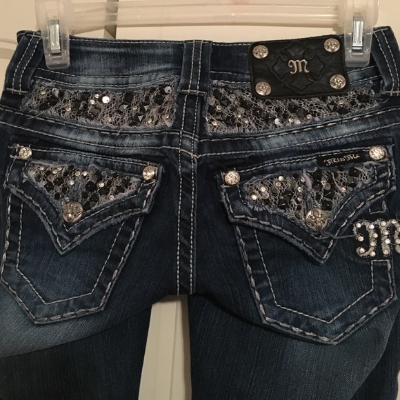 Miss Me jeans with black and silver rhinestones