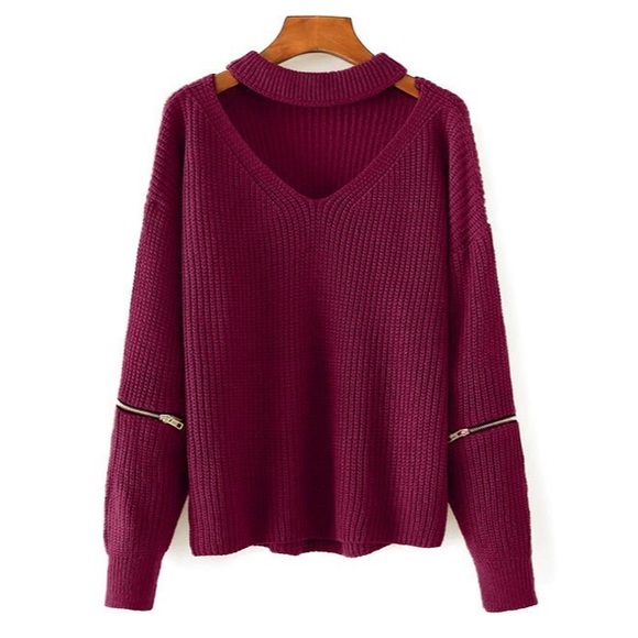 ✨Last One!✨ Choker Sweater With Zipper Detail - Picture 2 of 4