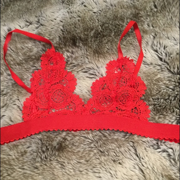 Red Floral Lace Triangle Bralette $18 - Picture 3 of 5