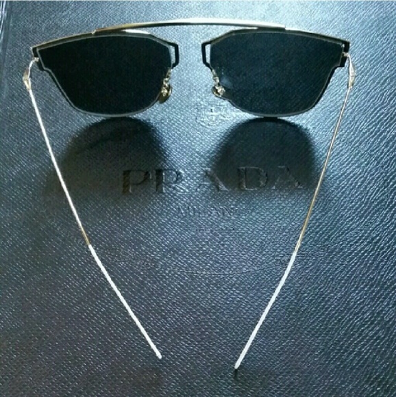 Silver Mirrored Rimless Aviator Sunglasses - Picture 3 of 4