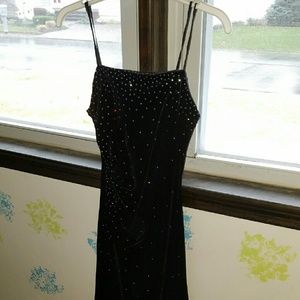 Long black velour dress
