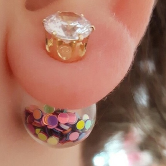 🌷SALE🌷Confetti Double Sided Ball Rhinestone Stud - Picture 2 of 3