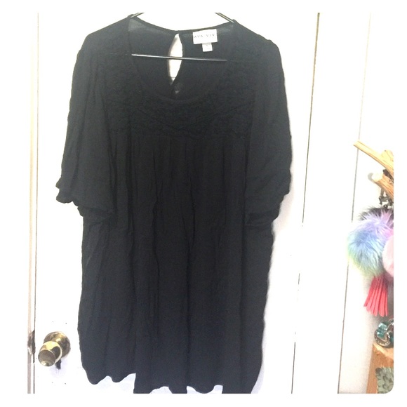 Black lace detail flowy top