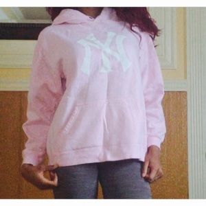 New York Yankees Logo Pink Hooded Sweatshirt