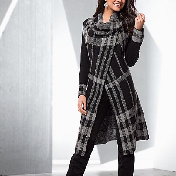 Long plaid cardigan