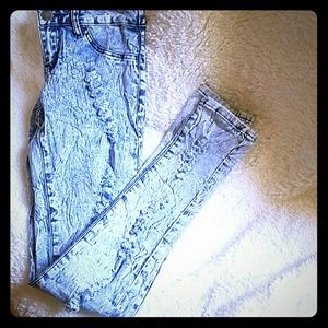 V.I.P. distressed acid washed low rise jeans