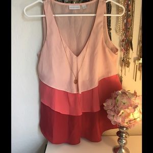 NY & Co pink layered blouse