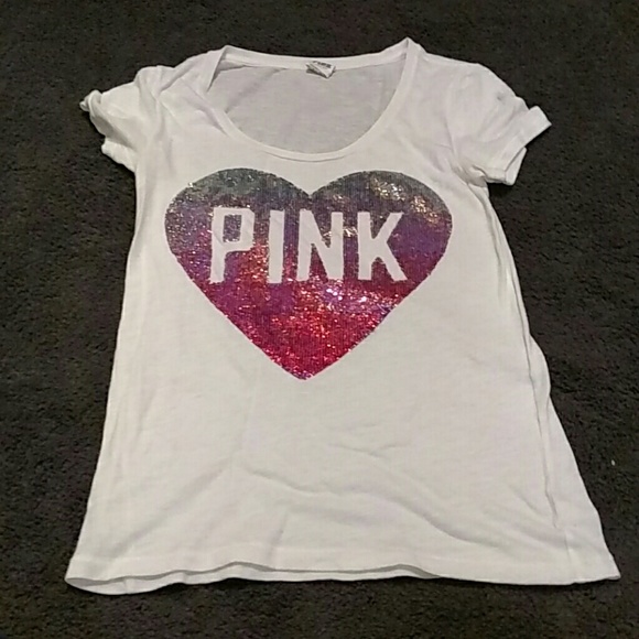 Victoria Secret Pink sequin logo tee