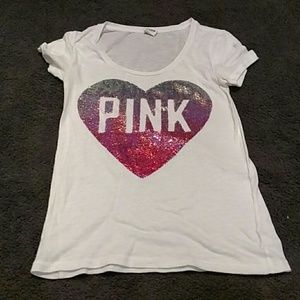 Victoria Secret Pink sequin logo tee
