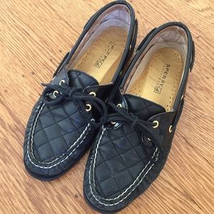 Black Sperry Quilted Boat Shoes, 8.5