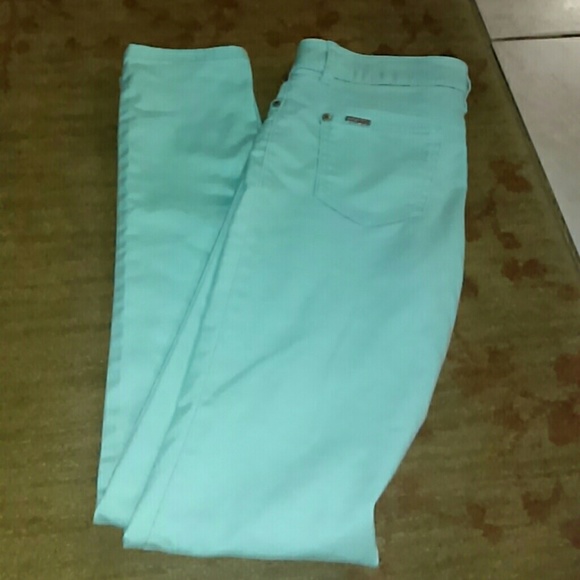 Mint green color skinny jeans size 16