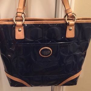coach purse navy blue synthetic