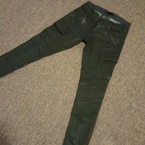 J BRAND Waxed Coated Black Cargo Skinny Jeans