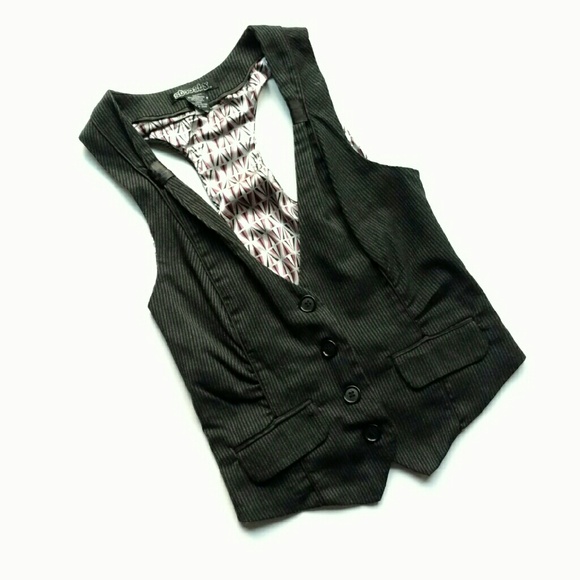 Jackets & Blazers - Black Pinstripe Vest