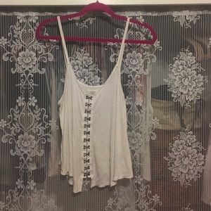 Cream and Silver Clasp-Up Front Tank Top