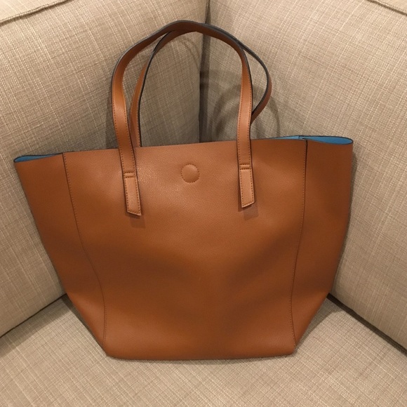 Tan leatherette Forever 21 tote bag