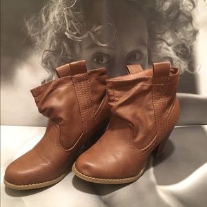 Tan booties from also